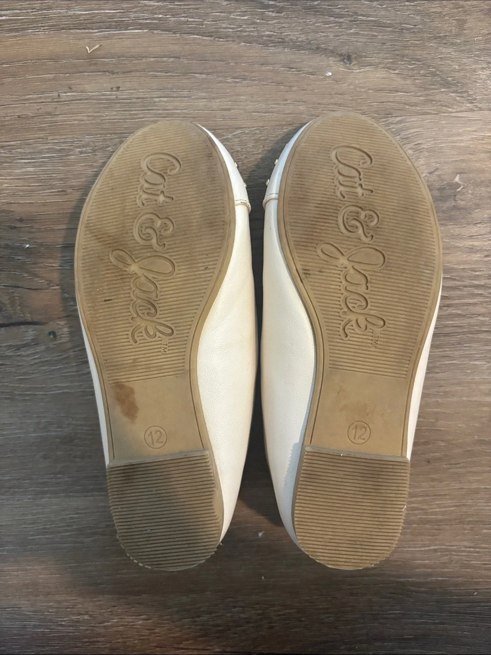 Cat & Jack Cream Ballet Flats with Gold Studs and Elastic Strap